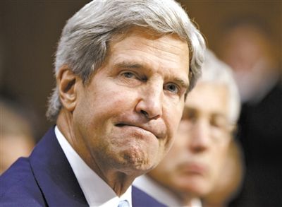 3日，克里在參院聽證會上。