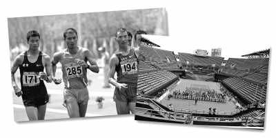 左圖:5月10日,遼寧隊(duì)選手耿志耀(左一)在十二運(yùn)男子50公里競(jìng)走比賽中。 　　新華社記者 李 鋼攝 　　右圖:6月10日,十二運(yùn)網(wǎng)球團(tuán)體賽在大連正式開拍,部分比賽遭遇了“零觀眾”的尷尬場(chǎng)面。 　　人民視覺(jué)