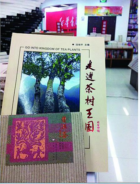 今天上午，記者在普洱市振興大道上的新華書店內(nèi)發(fā)現(xiàn)，沈培平主編的《走進茶樹王國》、《普洱茶連環(huán)畫》兩種書還在售