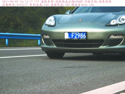 　保時(shí)捷飆車(chē)被拍瞬間。湖北省高警總隊(duì)供圖