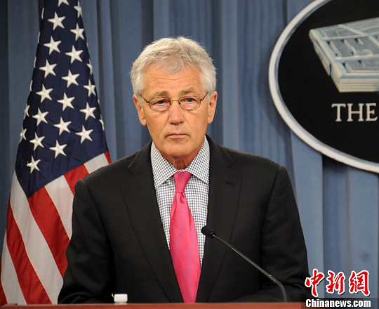 資料圖:華盛頓時間4月29日,美國防長哈格爾與到訪的日本防衛(wèi)大臣小野寺五典舉行會晤。中新社發(fā) 德永健 攝