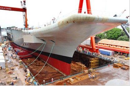 資料圖：印度首艘國產(chǎn)航母“維克蘭特”號(hào)。