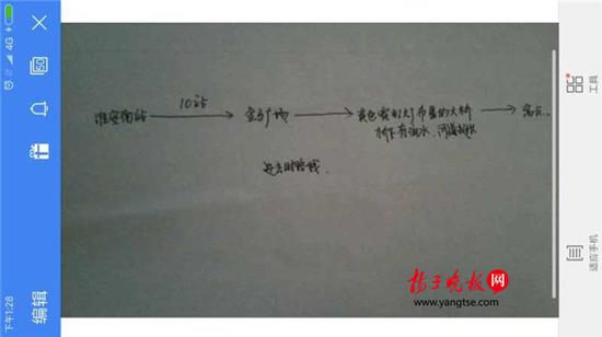 警方根據(jù)這兩張手繪地圖，動(dòng)用300余人次警力終于將林芳找到。（圖由淮安警方提供）