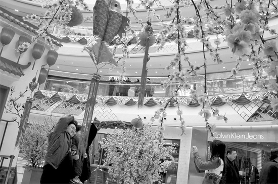 春節(jié)七天假，逛商場成了很多市民的度假方式