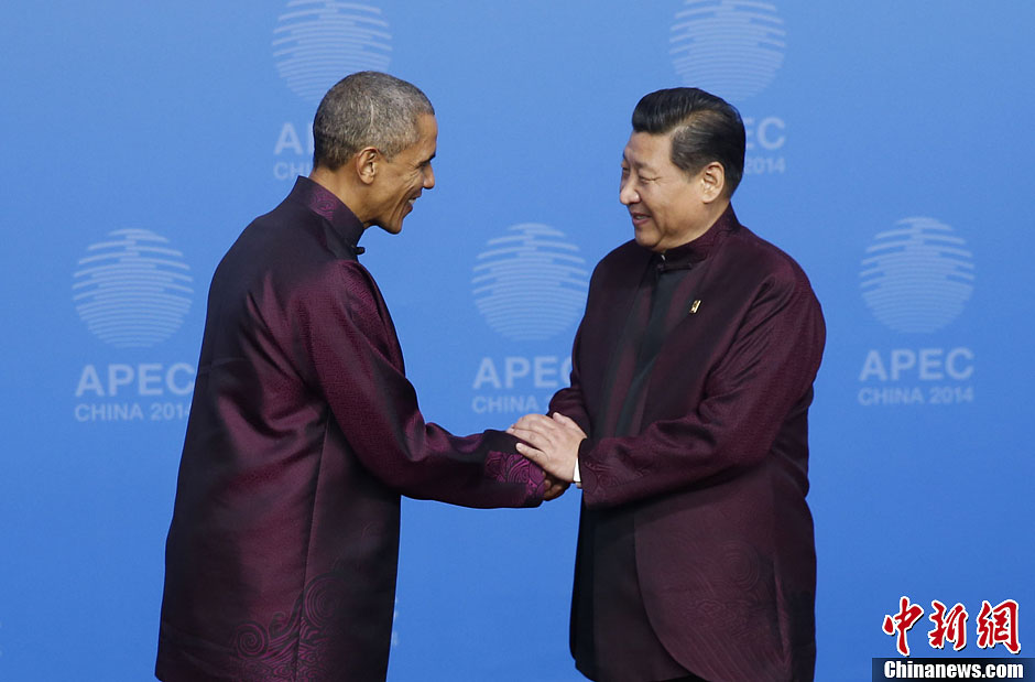 圖為習近平夫婦歡迎美國總統(tǒng)奧巴馬。中新社發(fā) 杜洋 攝