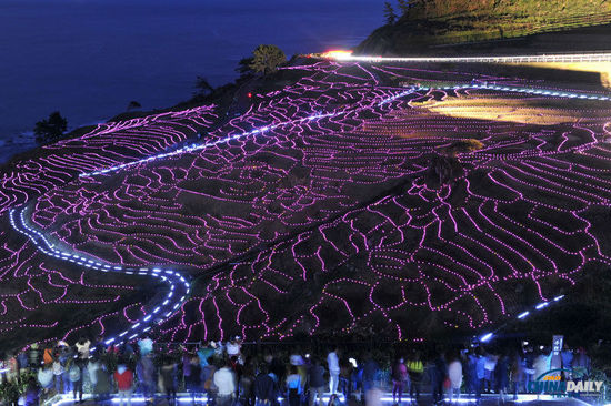 日本“白米千枚田”萬(wàn)燈點(diǎn)綴 如夢(mèng)如幻場(chǎng)面震撼